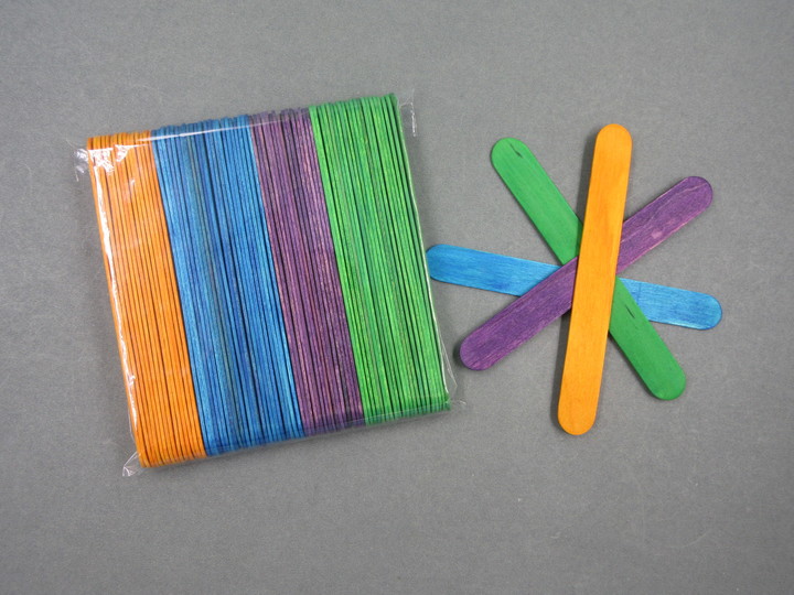 50 Pack Jumbo 6" Wooden Popsicle Sticks - Bright Assorted Colored - Large Craft Sticks 